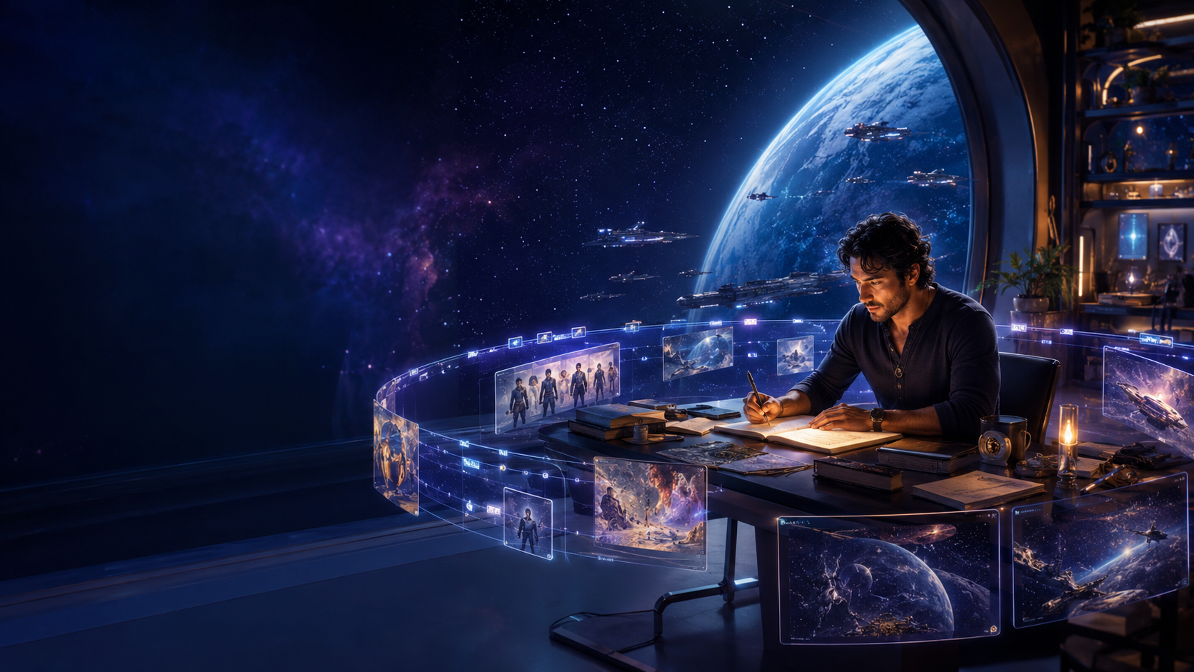 Autor independiente construyendo un universo narrativo con Aeternus Writer